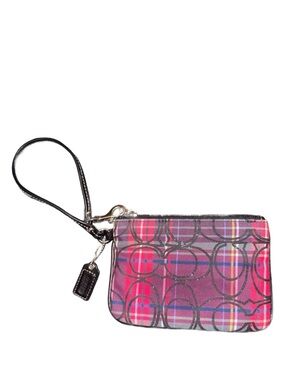 Coach Poppy Tartan Plaid Signature C Wristlet
